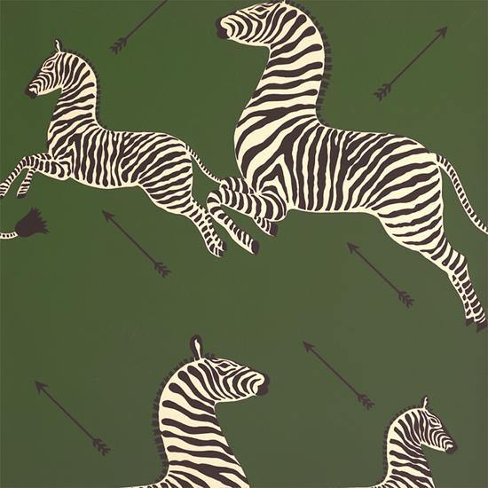 Zebras Wallpaper, Serengeti Green - DIGS