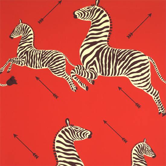 Zebras Wallpaper, Masai Red - DIGS