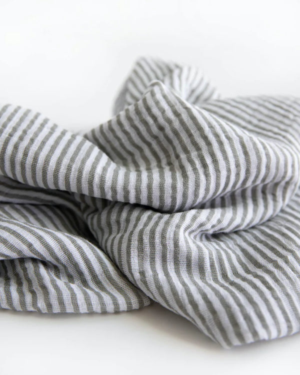 Cotton Muslin Swaddle: Grey Stripe