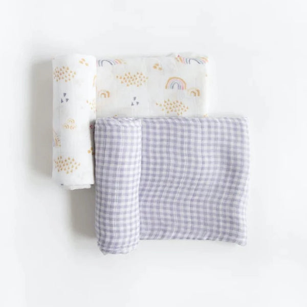 Deluxe Muslin Swaddle 2 Pack: Rainbow Gingham