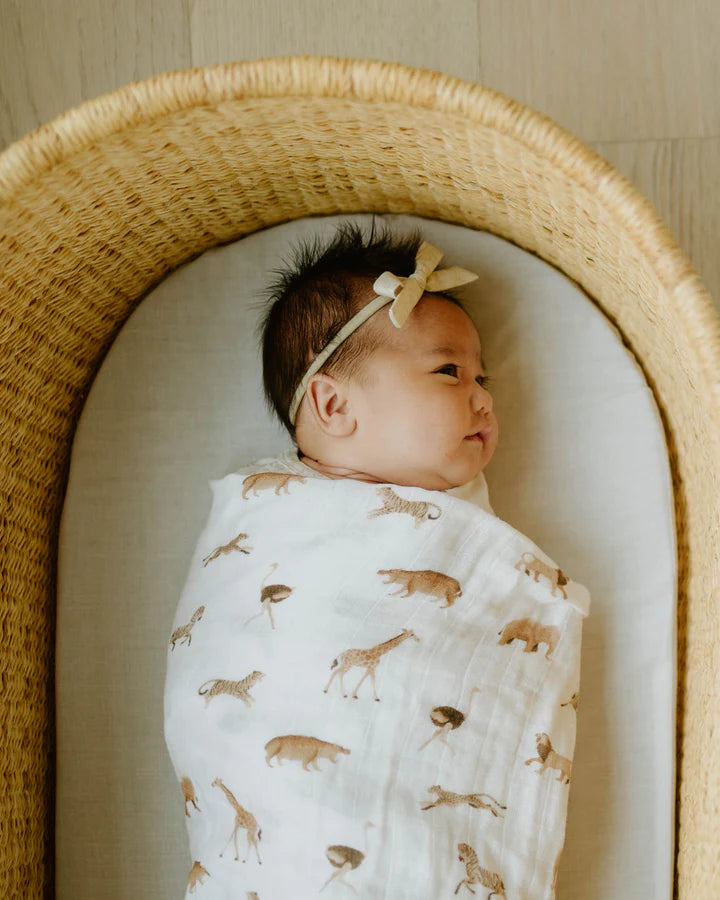 Organic Cotton Muslin Swaddle 2 Pack: Animal Crackers