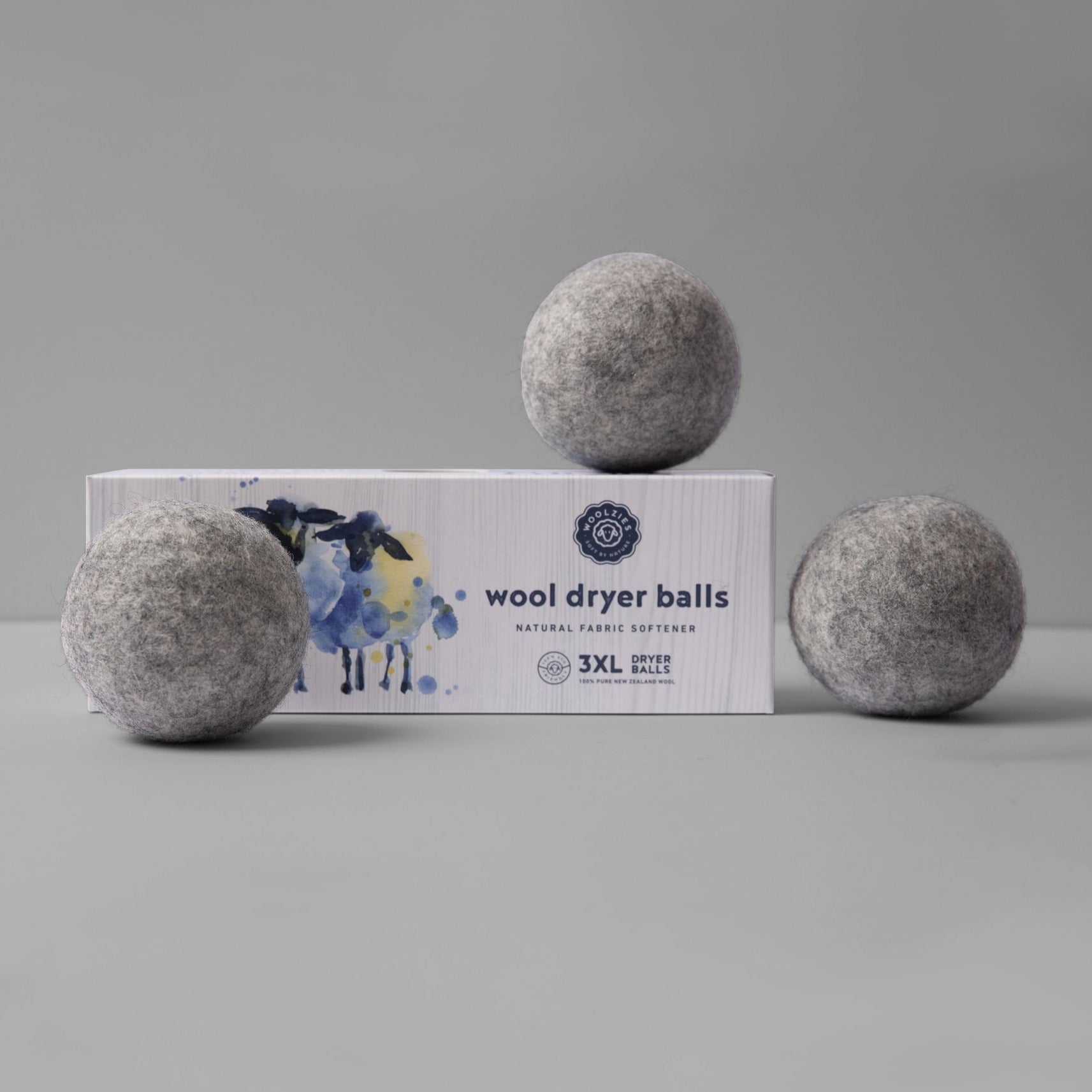 Wool Dryer Balls: Grey Box of 3