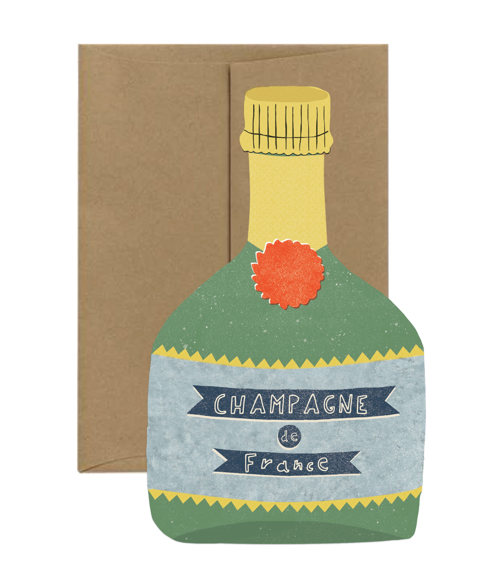 Champagne Bottle Die Cut Card