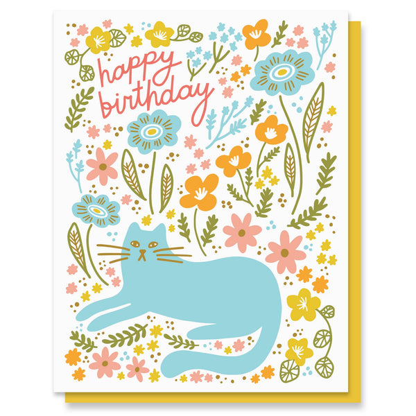 Cat Garden Birthday Card