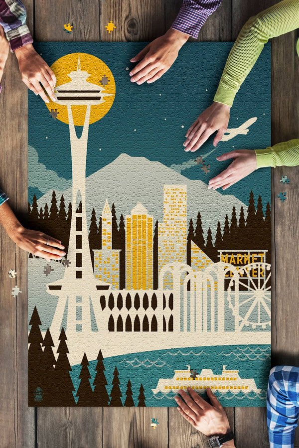 Seattle Retro Skyline Puzzle