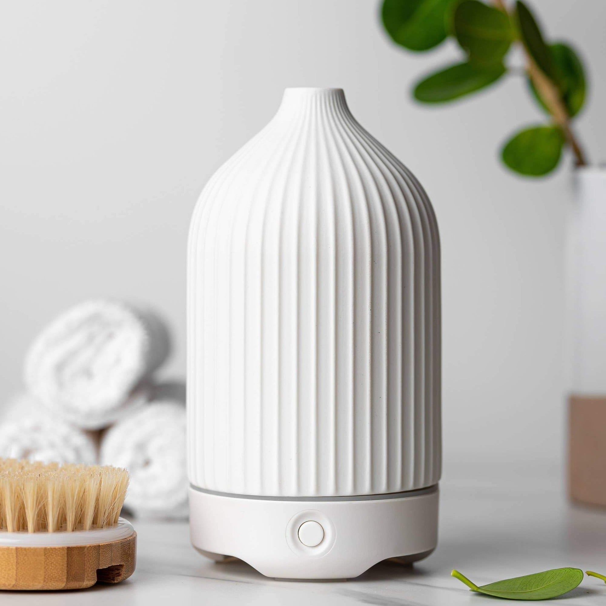 textured white essential oil diffusers