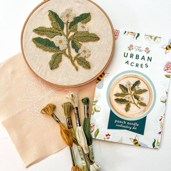 Pink Floral Punch Needle Embroidery Kit, The Urban Acres