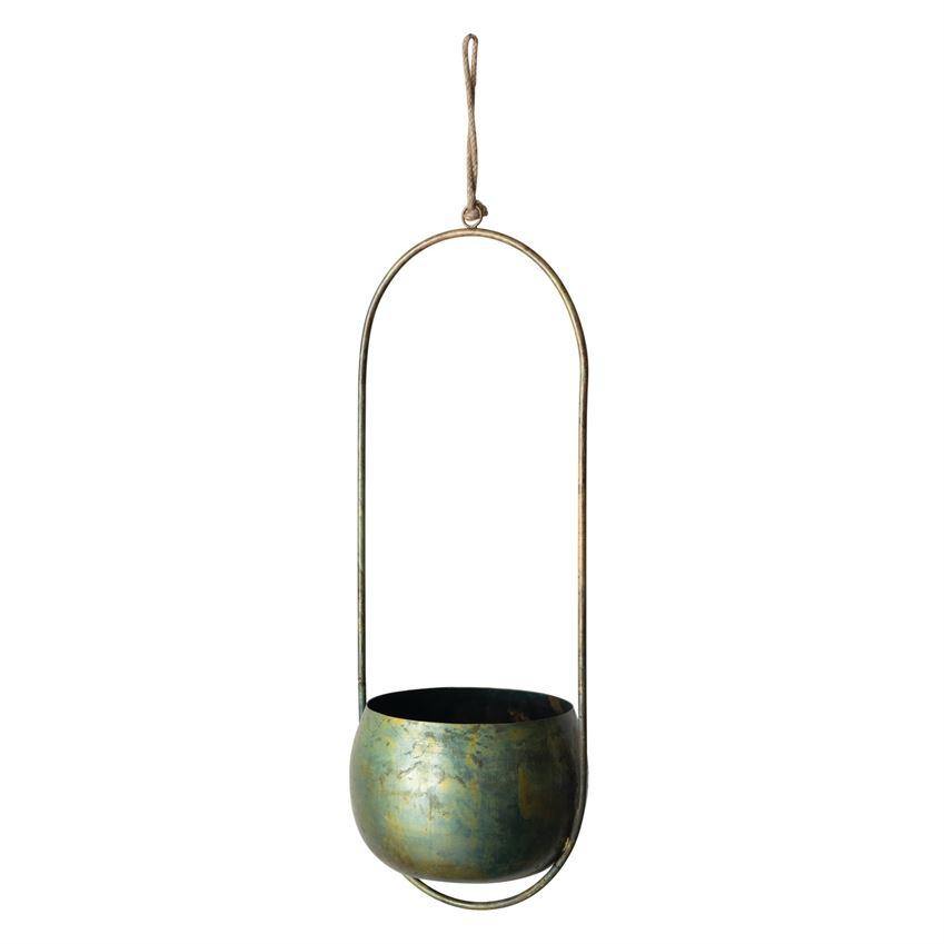 Oxidized Brass Hanging Planter - DIGS