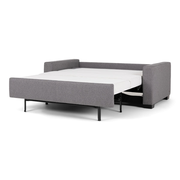 American Leather Silver Sleeper Sofa with bed open on white background - DIGS