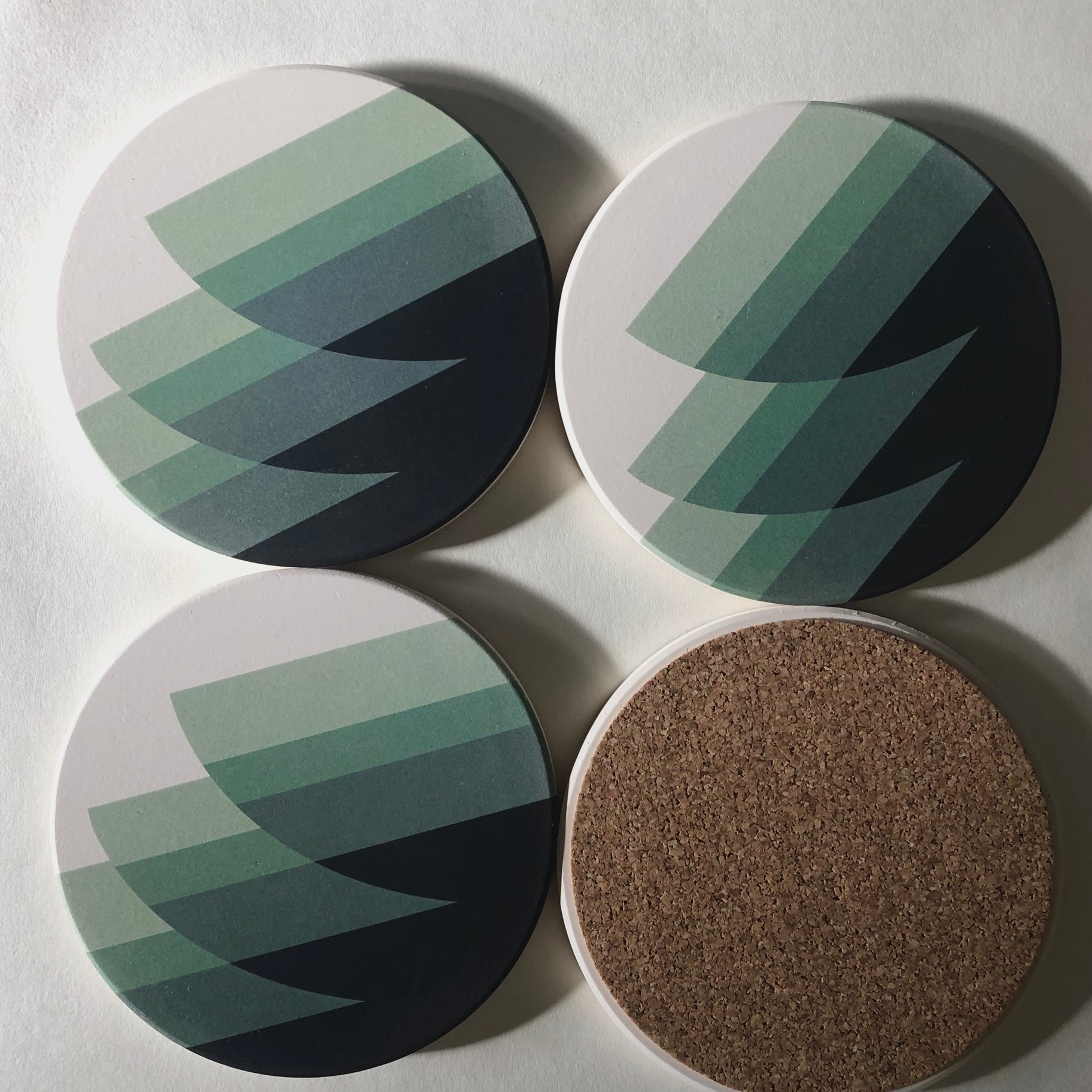 Waves Absorbent Stone Coasters (back) - DIGS