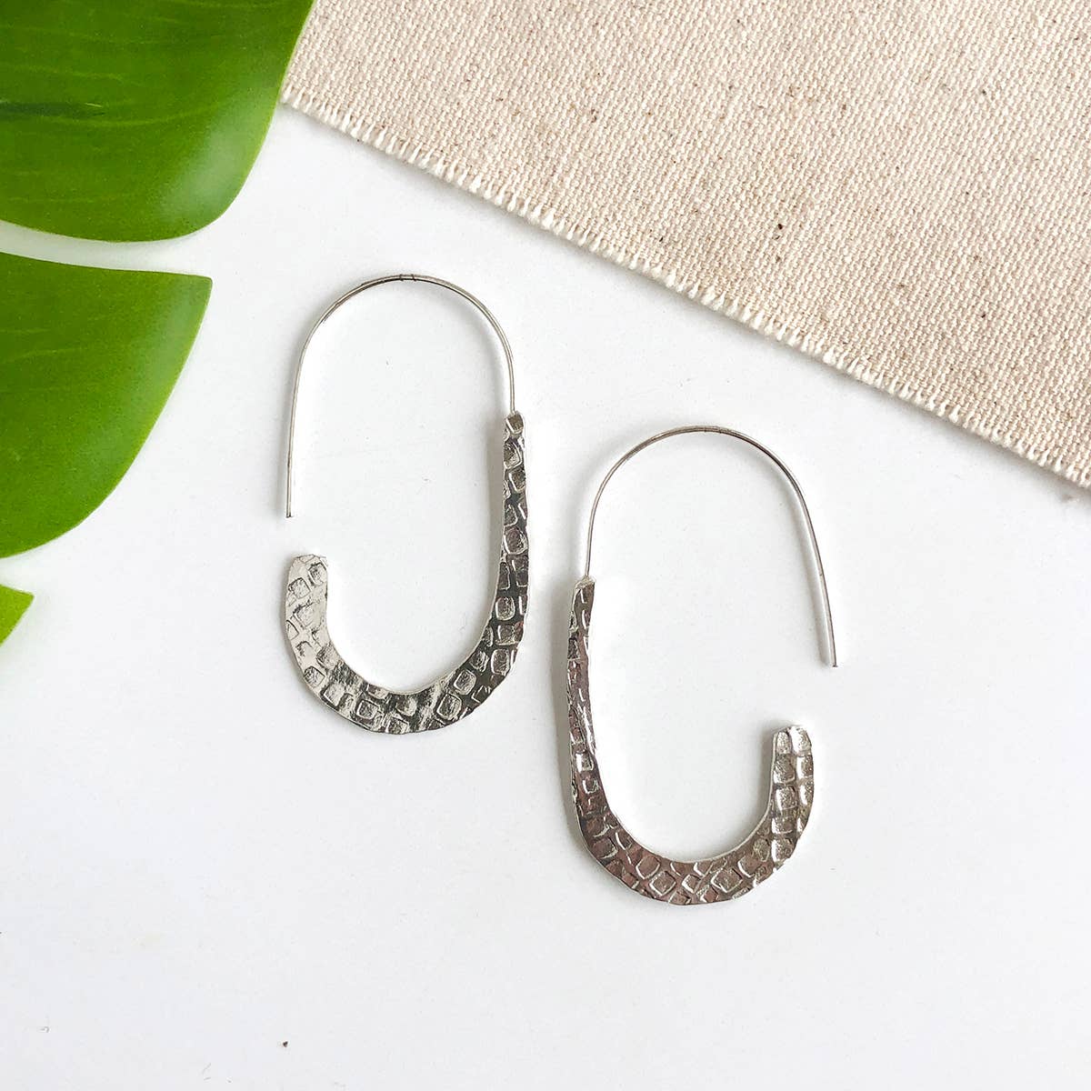 Textured Drop Earrings: Silver