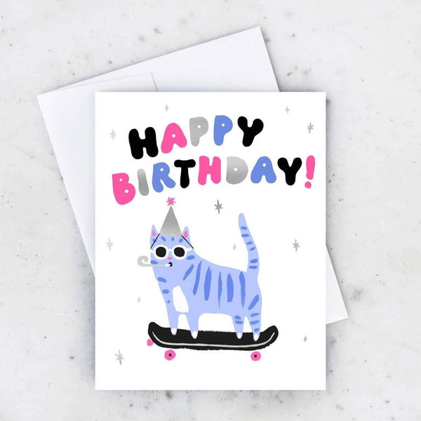 Skater Cat Birthday Card - DIGS