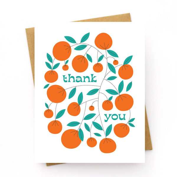Oranges & Leaves Thank You Card