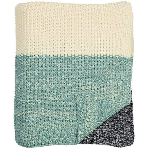 Marl Moss Stripe Knitted Throw - DIGS