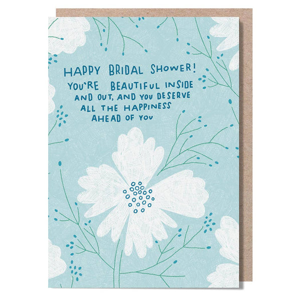 White Flowers Bridal Shower Card