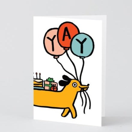 Birth-Yay Sausage Dog Card