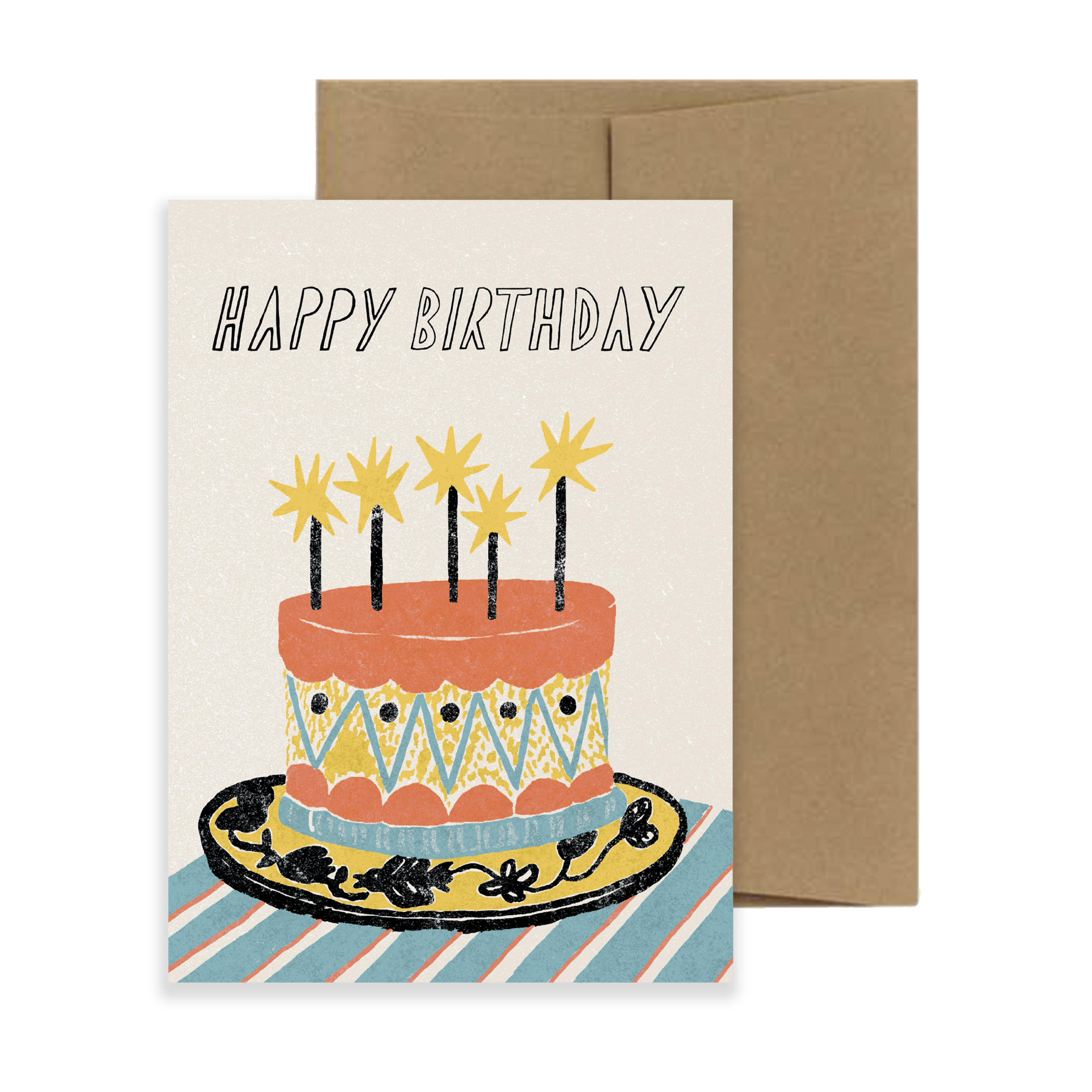 Birthday Cake Folk Design Card
