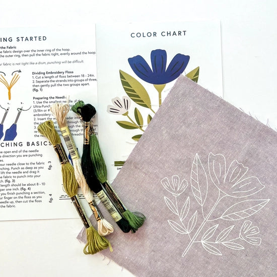 Folk Floral Punch Needle Embroidery Kit