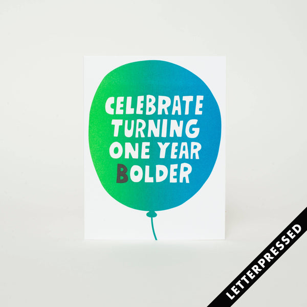 Turning 1 Year Bolder Balloon Card