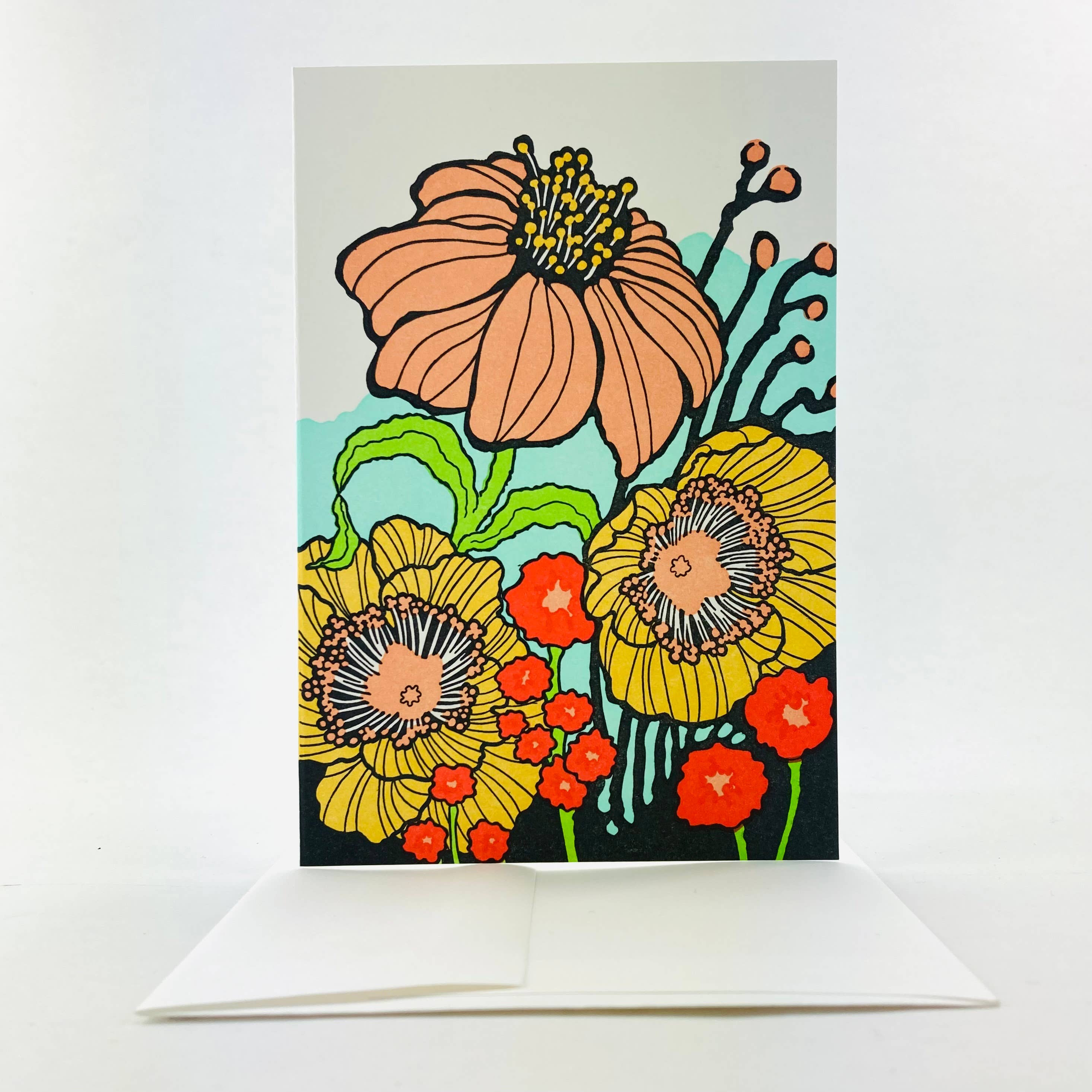 Poppies & Fronds Card