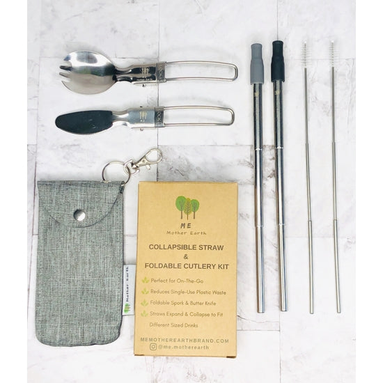 Collapsible Straw and Cutlery Set