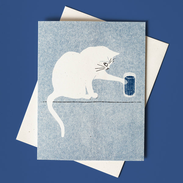 Water Glass Cat Card