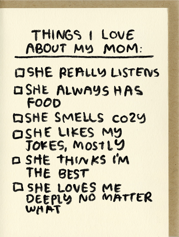 Mom Love Checklist Card