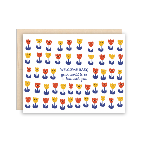 Tulip New Baby Greeting Card