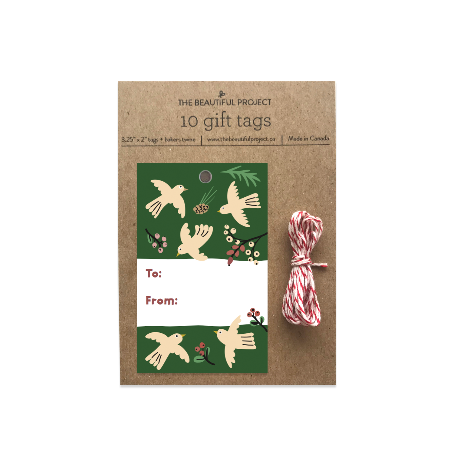 Doves & Berries Holiday Gift Tags