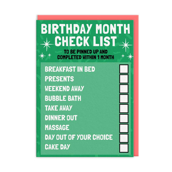 Birthday Month Checklist  Card