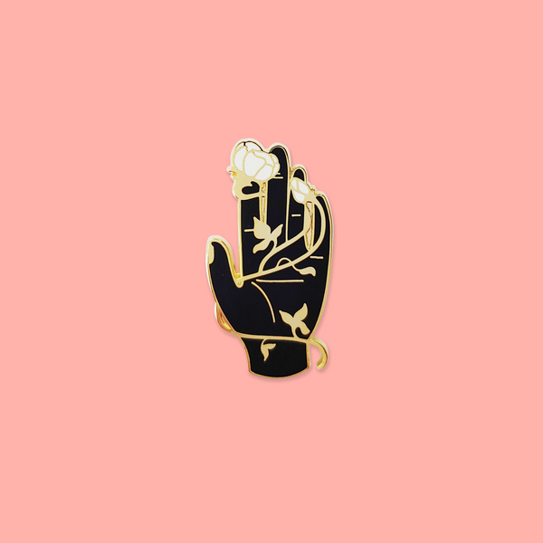 Hand and Rose Enamel Pin