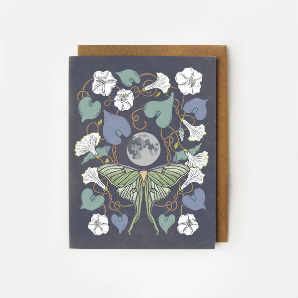 Luna Moth & Moonflower Moonlit Magic Card