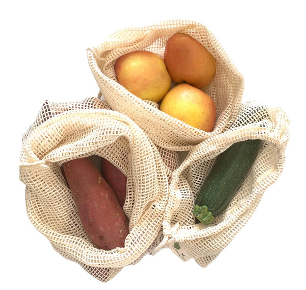Cotton Mesh Produce Bags: 3 Pack