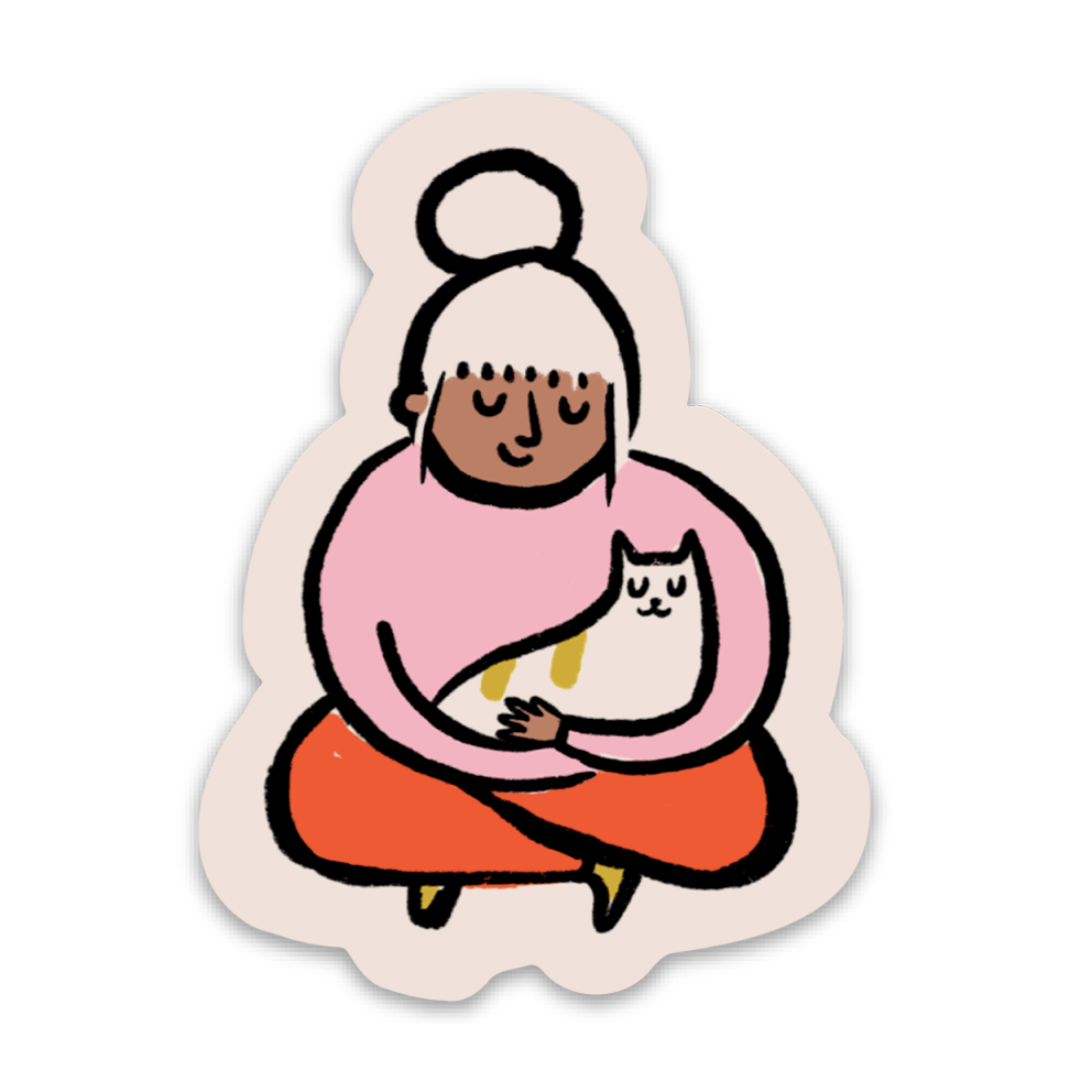 Cat Snuggles Vinyl Sticker