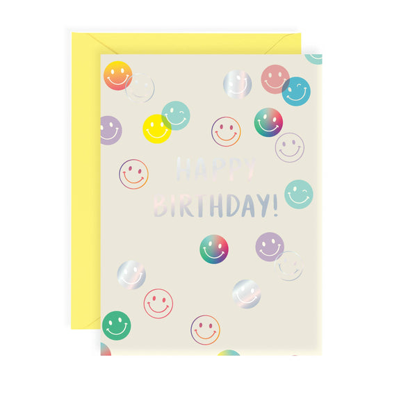 Birthday Holo Smilies Card
