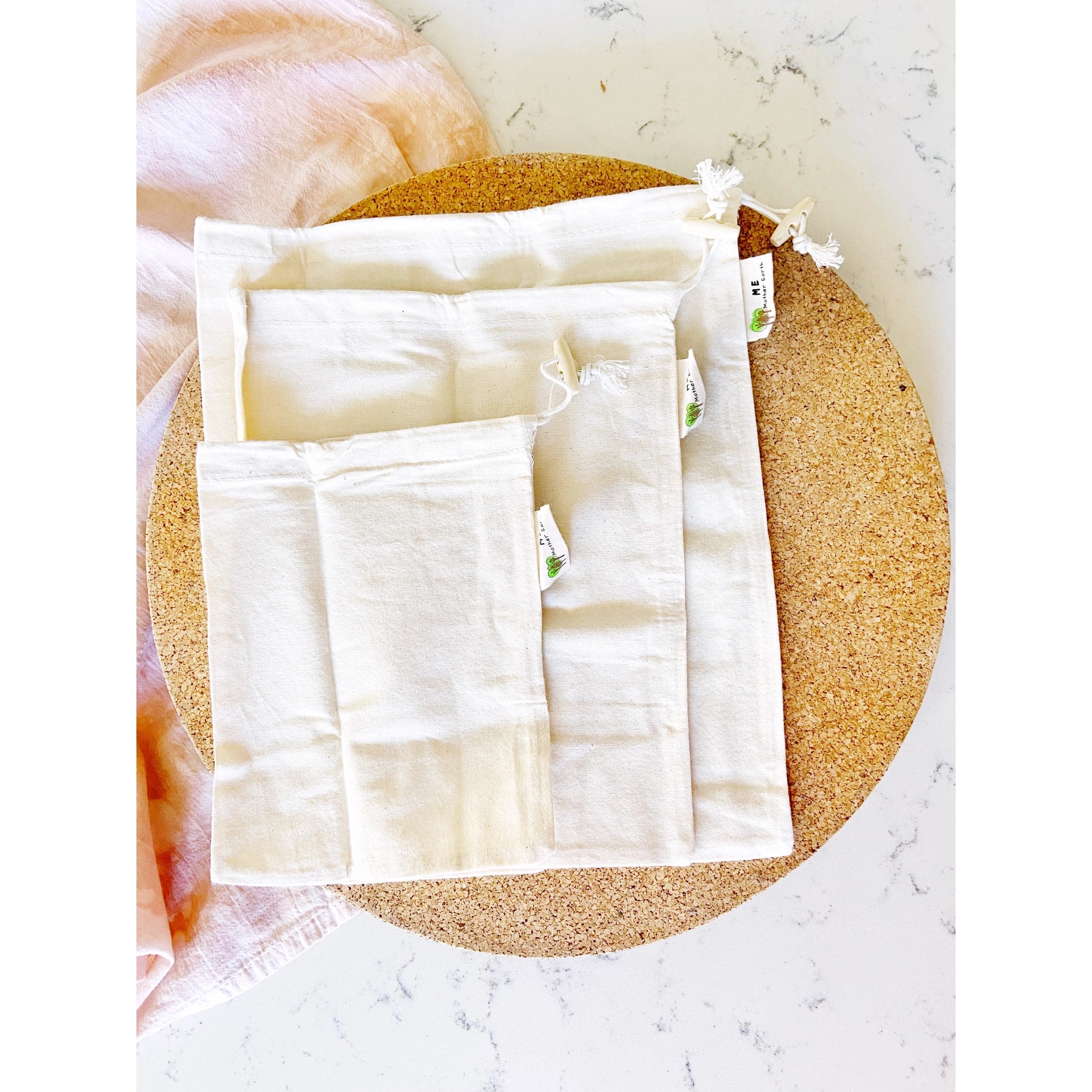 Organic Cotton Muslin Bulk Shopping Bags: 3-Pack