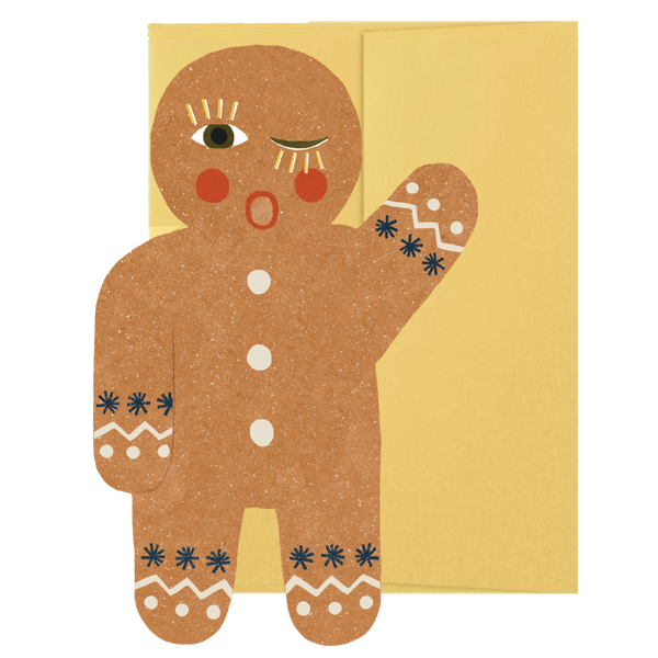 Gingerbread Man Die Cut Holiday Card