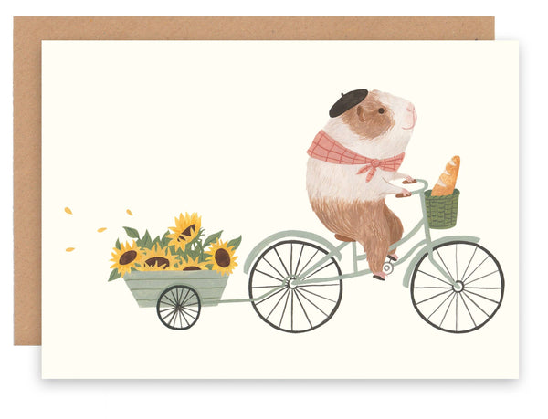 Guinea Pig on Bike Card