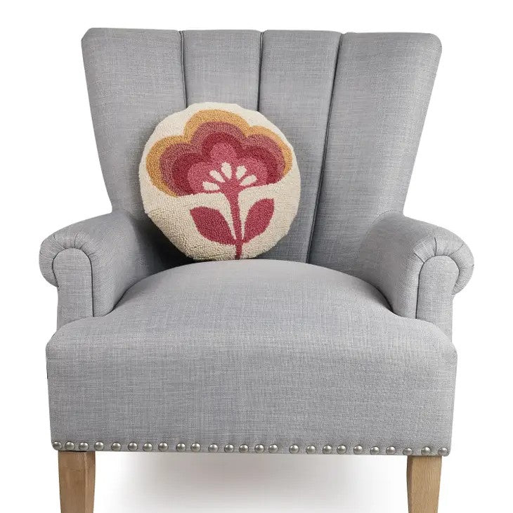Flower Round Hook Pillow in Chair
