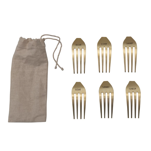Brass Fork Cheese Markers