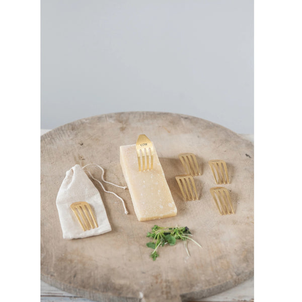 Brass Fork Cheese Markers