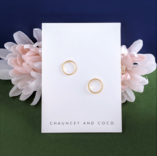 Gold Circle Outline Stud Earrings