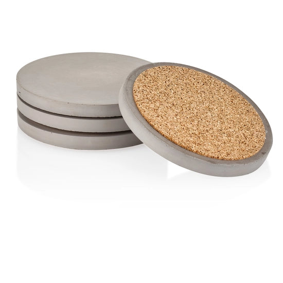 Kopp Concrete Coasters - Minimalist Circle Drink Tray - Modern