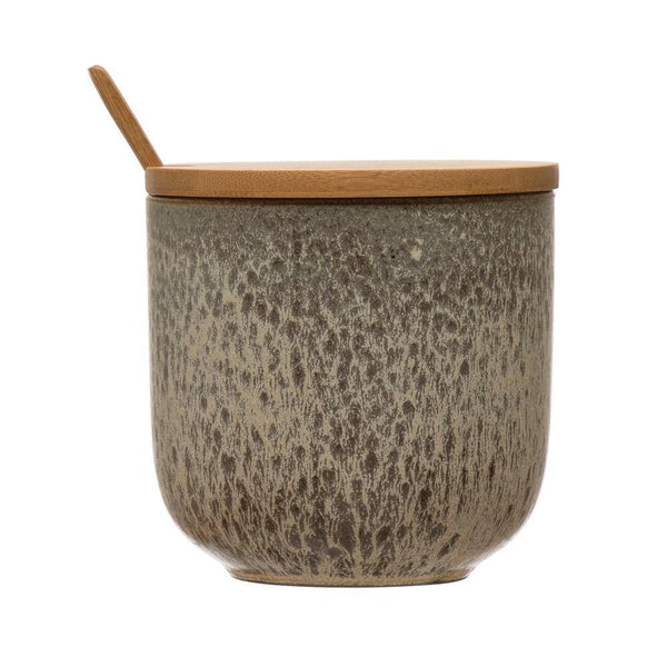 Stoneware Jar with Bamboo Lid and Spoon - DIGS