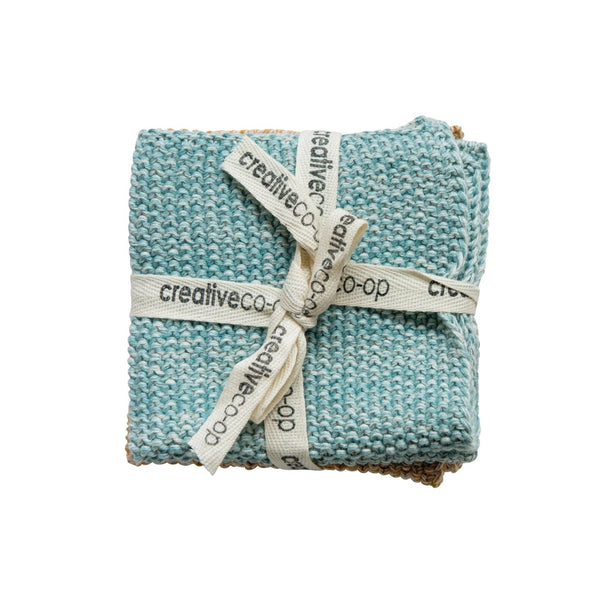Knit Gold/Green Dish Cloths Set/2 - DIGS