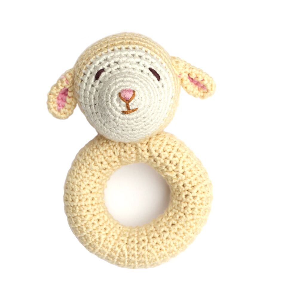 Lamb Crocheted Ring Rattle