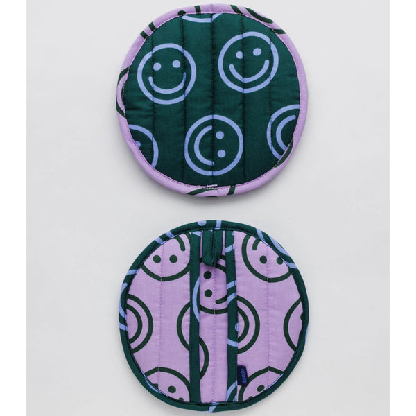 Pot Holder Set of 2: Lavender Forest Happy