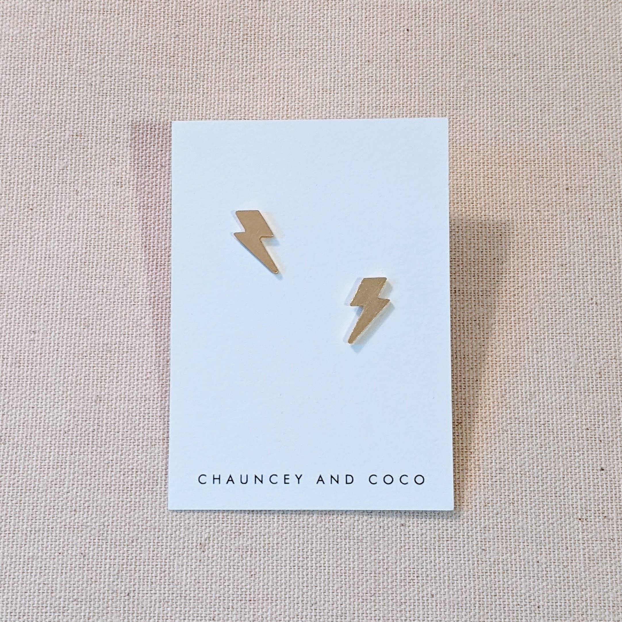 Lightning Bolt Brass Stud Earrings - DIGS