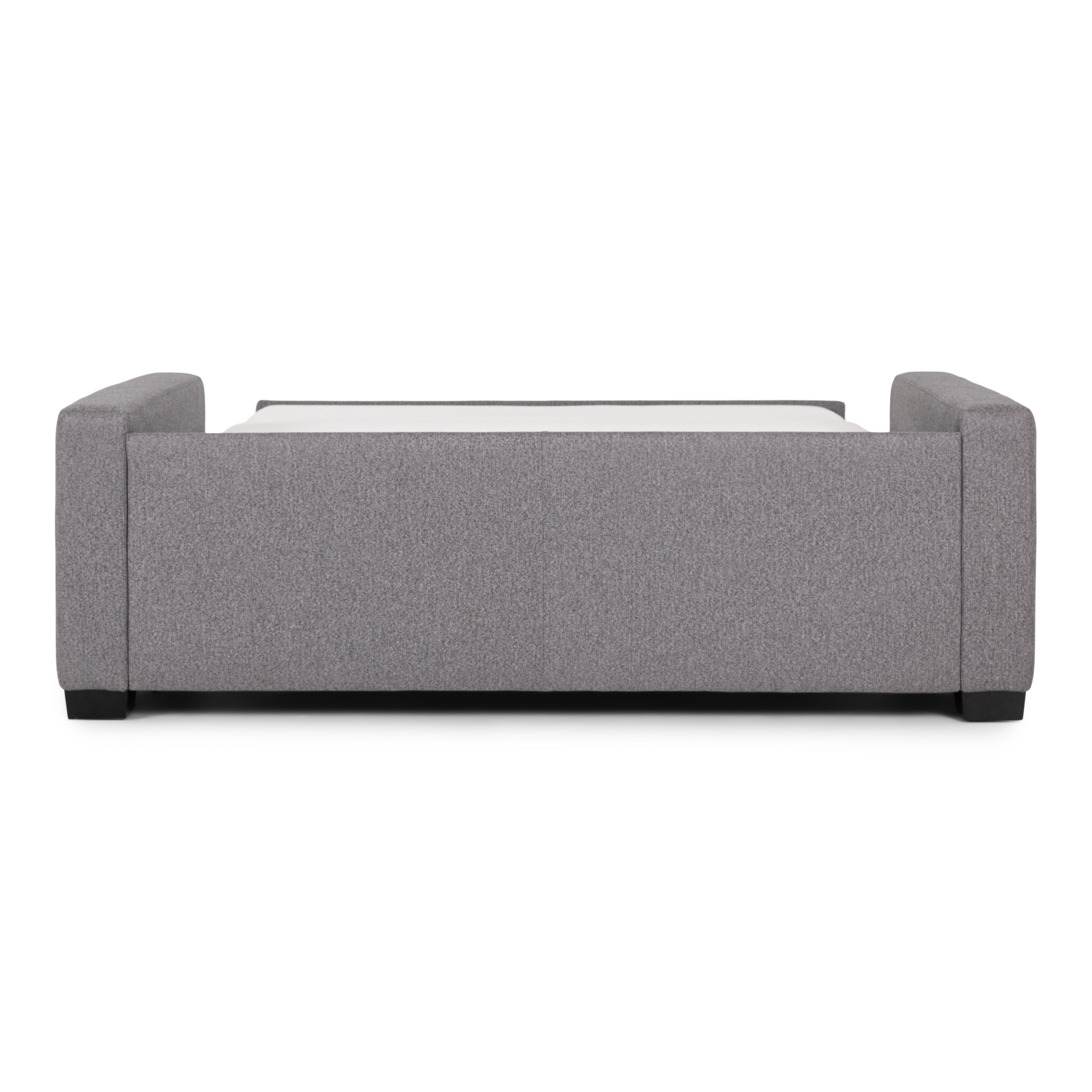 Rear view of Lyons Silver Sleeper Sofa with bed open - DIGS