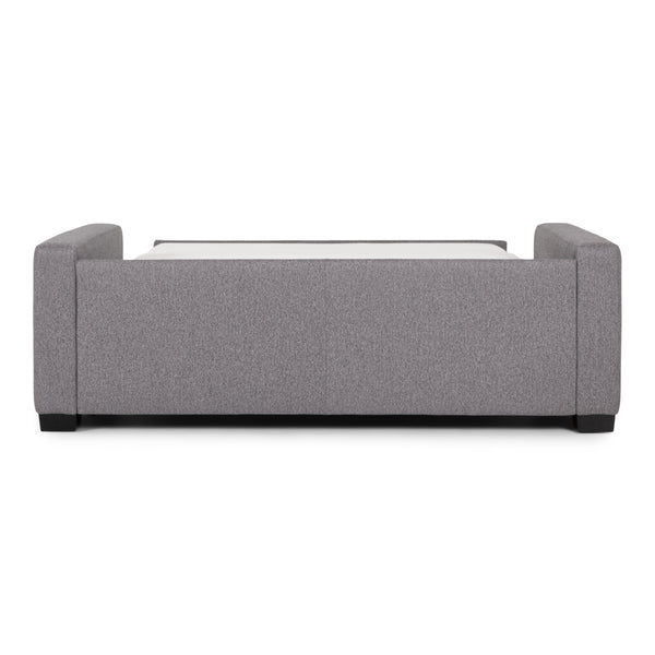 Rear view of Lyons Silver Sleeper Sofa with bed open - DIGS